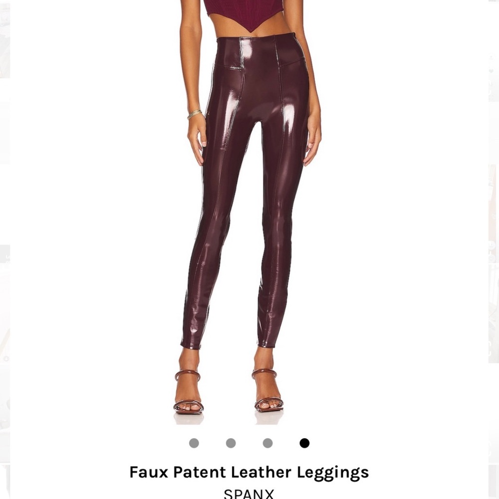 SPANX Shiny Faux Leather Leggings - Deep Burgundy